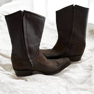 Forastero Men’s Vintage Cowboy Western Grunge Sniptoe Leather Embossed Boots 6.5